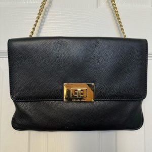 Michael Kors Leather Shoulder Bag | Black with Gold Chain | Good Condition